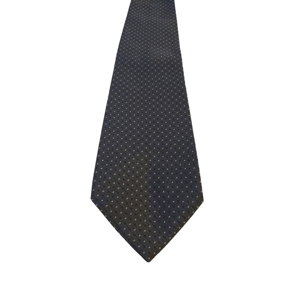 Banana Republic Mens Tie Necktie Dark Green White Micro Dot Silk Classic Length - Picture 1 of 12